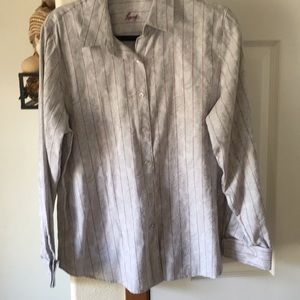Foxcroft Shaped, size 12,  gray w/purple blouse